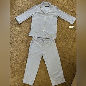 Ralph Lauren blue stripe crop pajamas, new with tags, size S